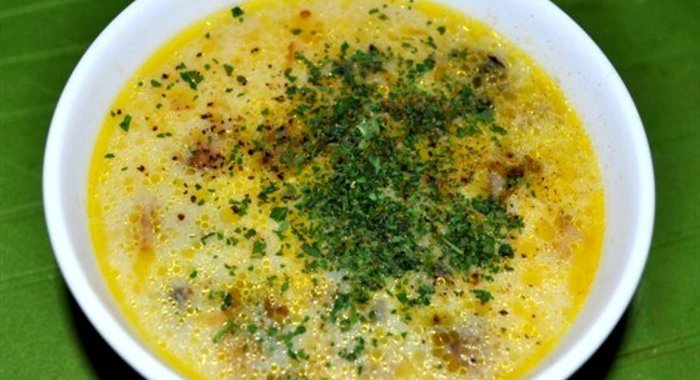 Сырный суп с зеленью