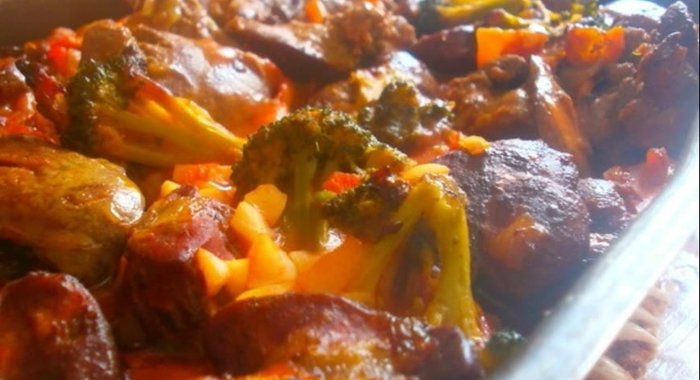 Жаркое из куриной печени