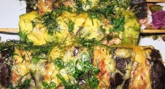 Шашлык из фарша и кабачков