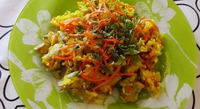 Плов в мультиварке скороварке с курицей