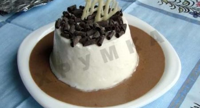 Творожный мусс из творога с шоколадным желе