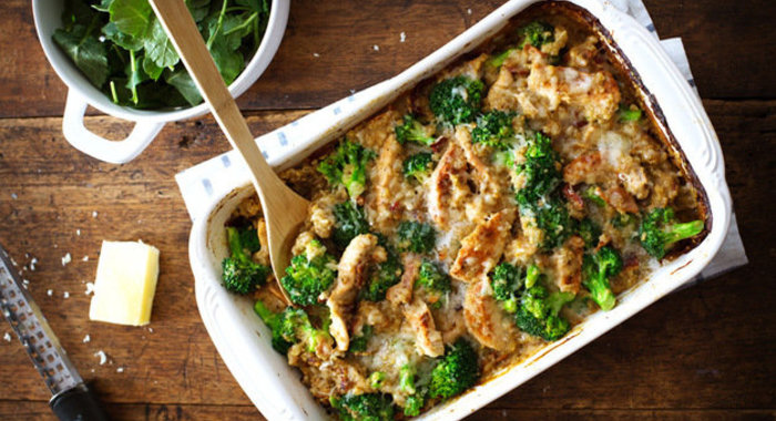 Нежный кремовый кассероль с курицей и киноа