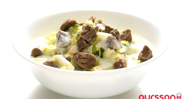 Окрошка на кефире с говядиной