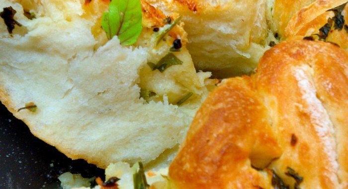 Пикантный хлеб с чесноком, луком и зеленью