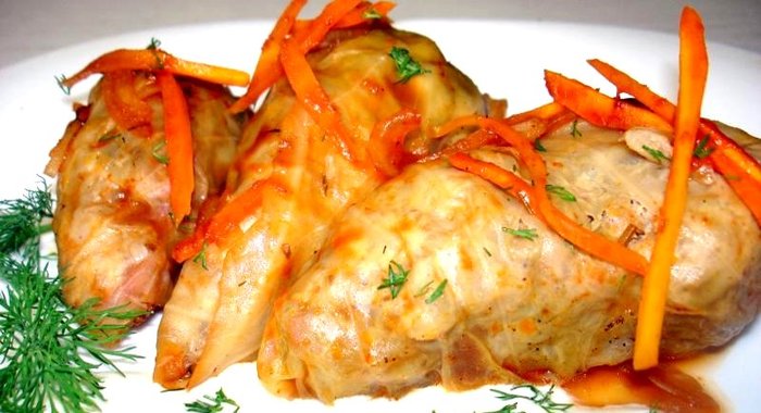 Голубцы с грибами и куриным мясом