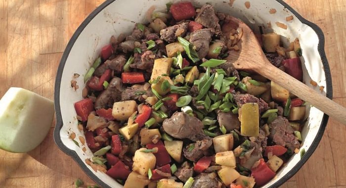 Жаркое из куриной печенки