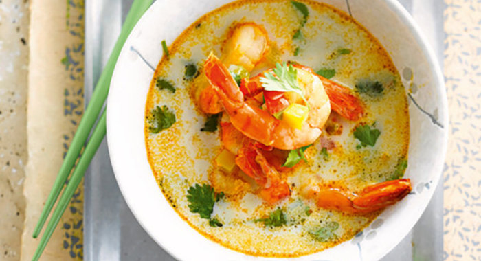 Суп с креветками на овощном бульоне