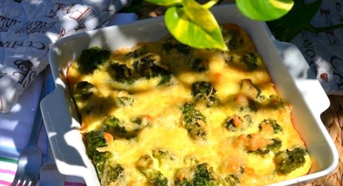 Запеканка с брокколи и фаршем