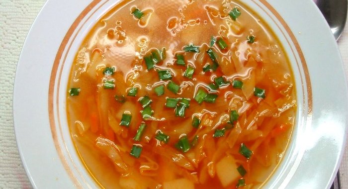 Постные щи из свежей и квашеной капусты