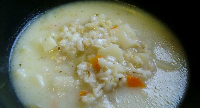 Сырный суп с перловкой