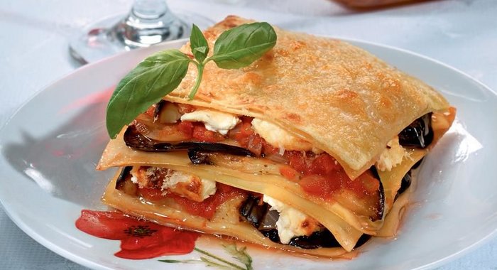 Лазанья с рикоттой и баклажанами