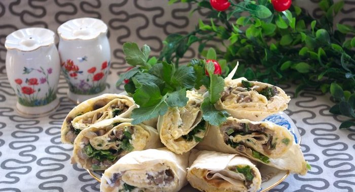 Лаваш с шампиньонами