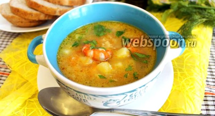 Сырный суп с креветками