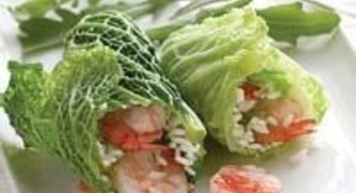 Голубцы из савойской капусты с креветками