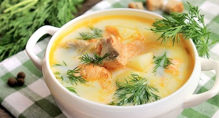 Уха из форели по-фински со сливками