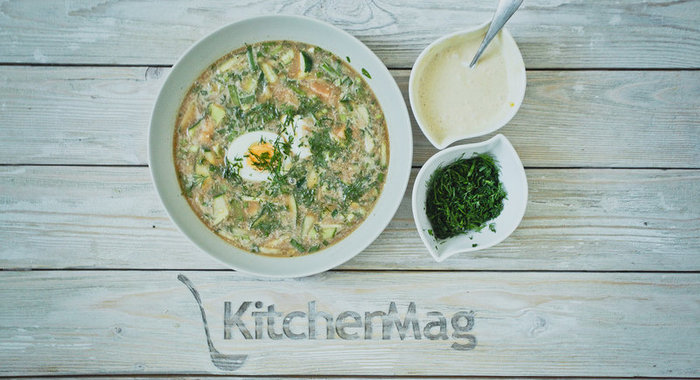 Окрошка с ветчиной на квасе: пошаговый рецепт