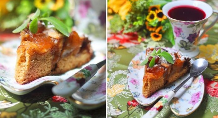 Шарлотка с медово-карамельными яблоками