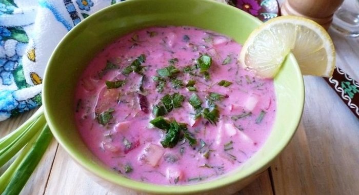 Окрошка со свеклой и мацони