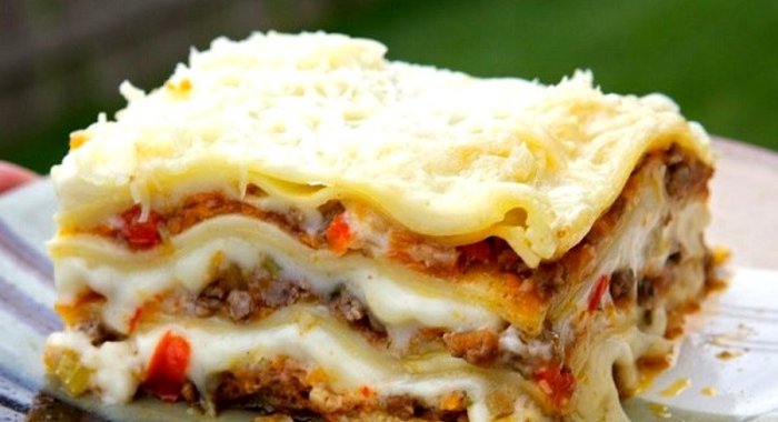 Лазанья с фаршем и овощами