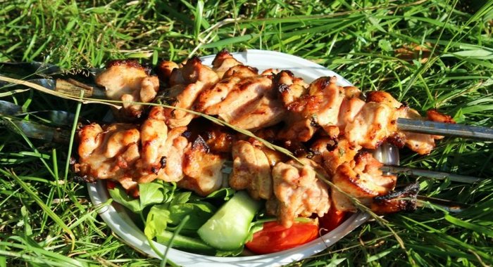 Куриный шашлык (маринад из томатов и пряной зелени)