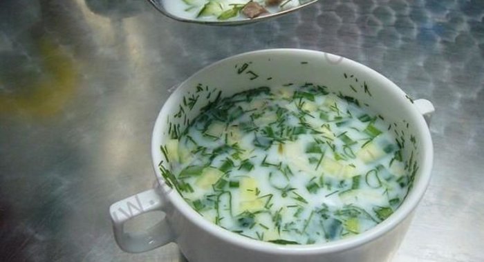 Окрошка с копченой олениной