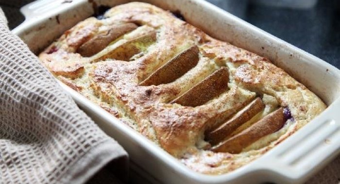 Запеканочка из рикотты с грушей, овсянкой и корицей