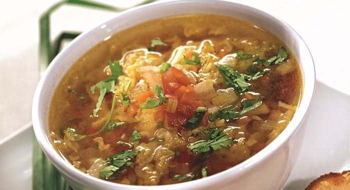 Овощной суп с гренками