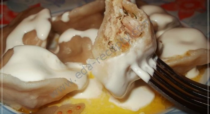 Свиные пельмени с начинкой из отварного мяса