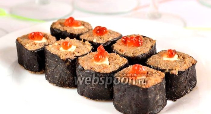 Канапе из печёночного паштета «Роллы»