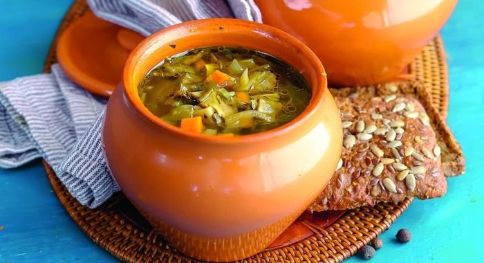 Постные щи из квашеной капусты с грибами