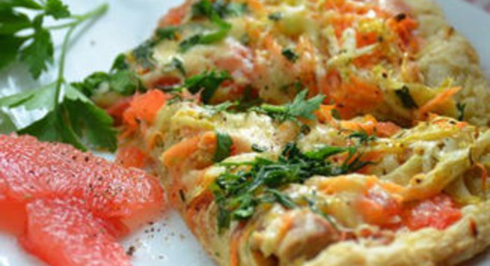 Пицца с курицей и грейпфрутом