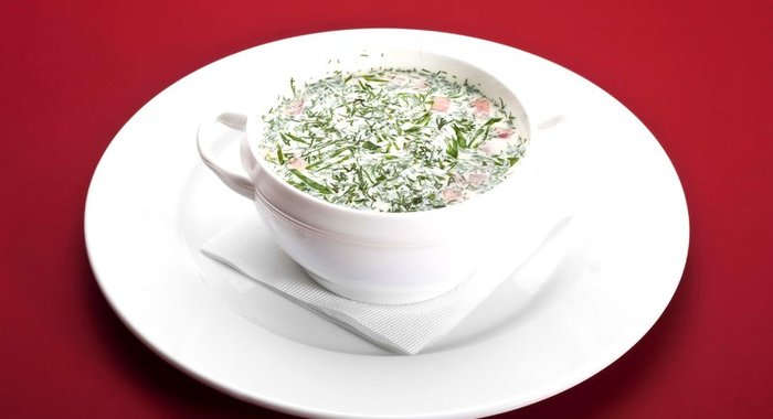 Окрошка на курином бульоне