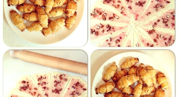 Творожные рогалики с малиновым джемом и финиками