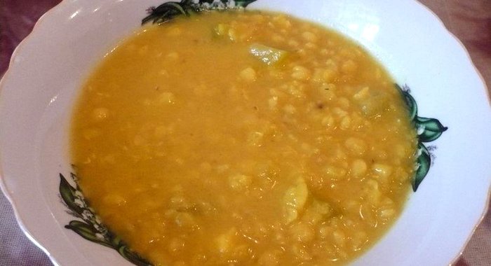 Постный суп гороховый с чечевицей и кабачком