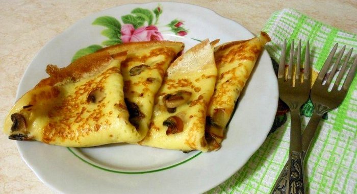 Грибные блины с припеком