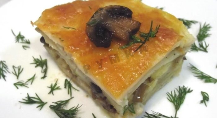 Лазанья с сыром и грибами