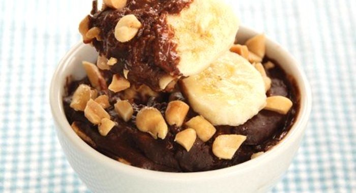 Шоколадная манная каша с банановым муссом