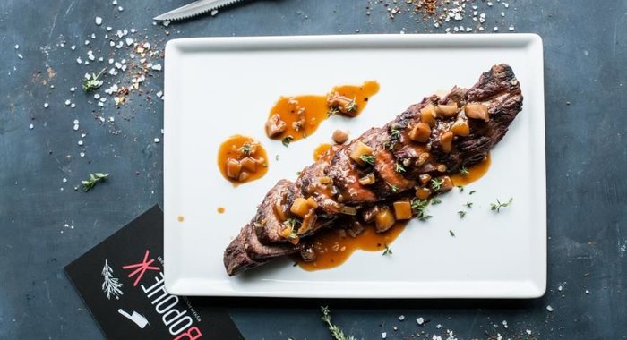 Стейк Кафе де Пари с грибным соусом