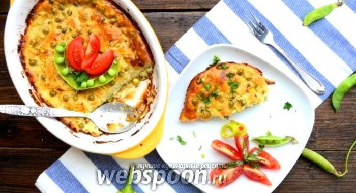 Запеканка из кабачка и молодого зелёного горошка