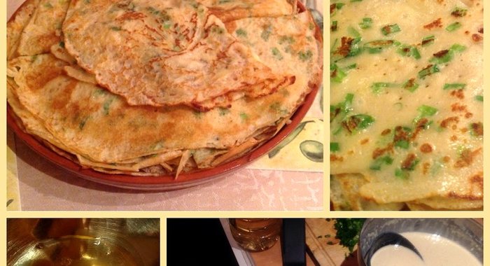 Блинчики с зеленым луком и сыром