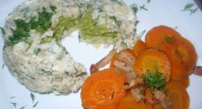 Рыбное суфле с зеленым горошком