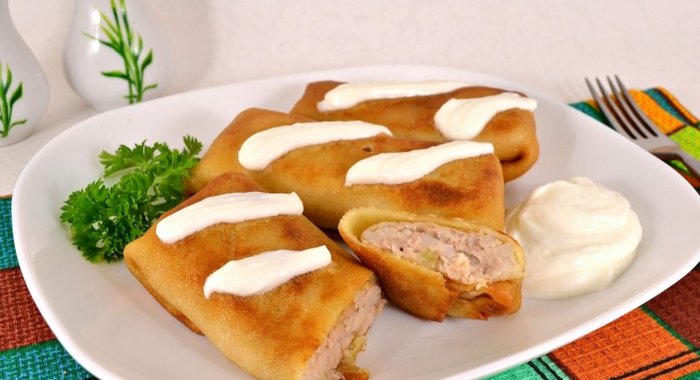 Блинчики с мясом и рисом