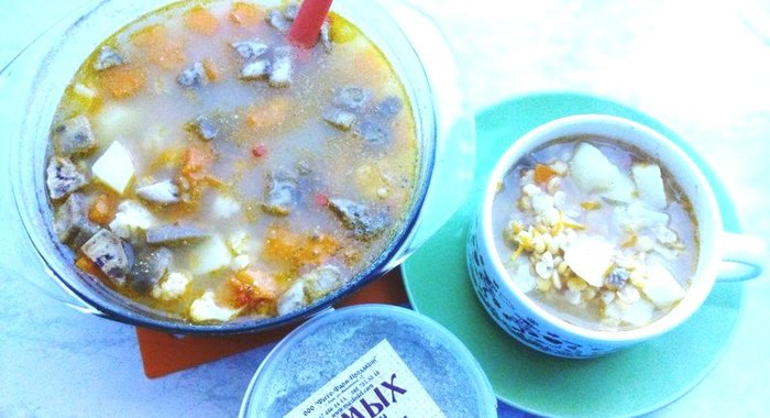 Гороховый суп с овощами и жмыхом