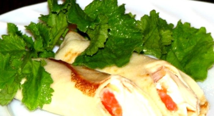 Блинчики с рыбой и сыром