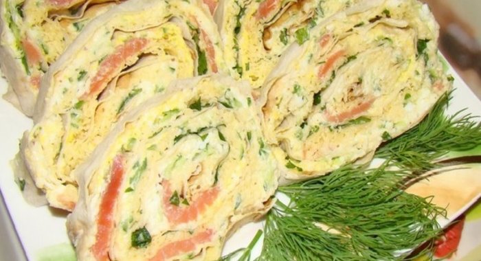 Лаваш с рыбой и плавленым сыром