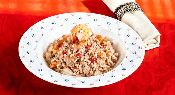 Ризотто с клубникой и креветками