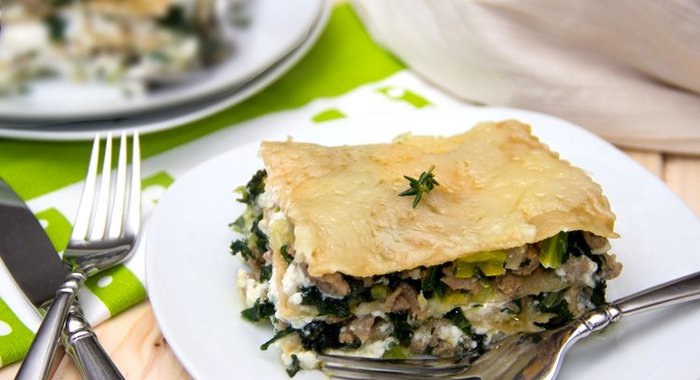 Лазанья с курицей и овощами