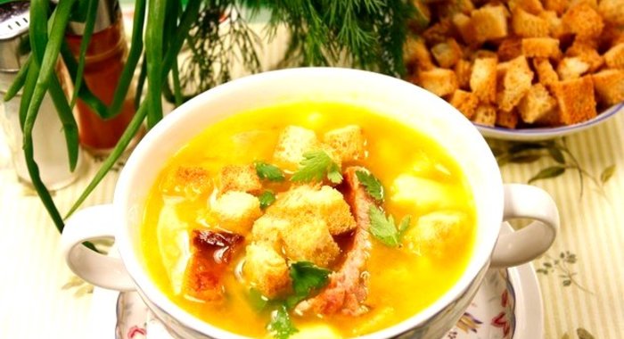 Сырный суп с ребрышками