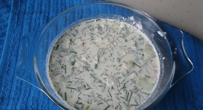 Окрошка на воде с уксусом и майонезом