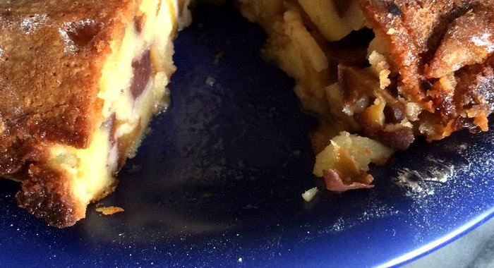 Пирог-перевертыш с персиками